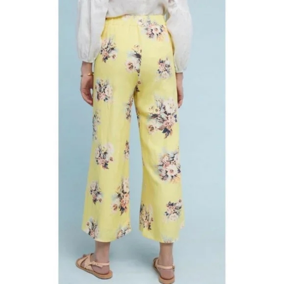 Anthropologie Feather Bone Talese Wide Leg Pants Yellow Size 8 - Picture 4 of 16